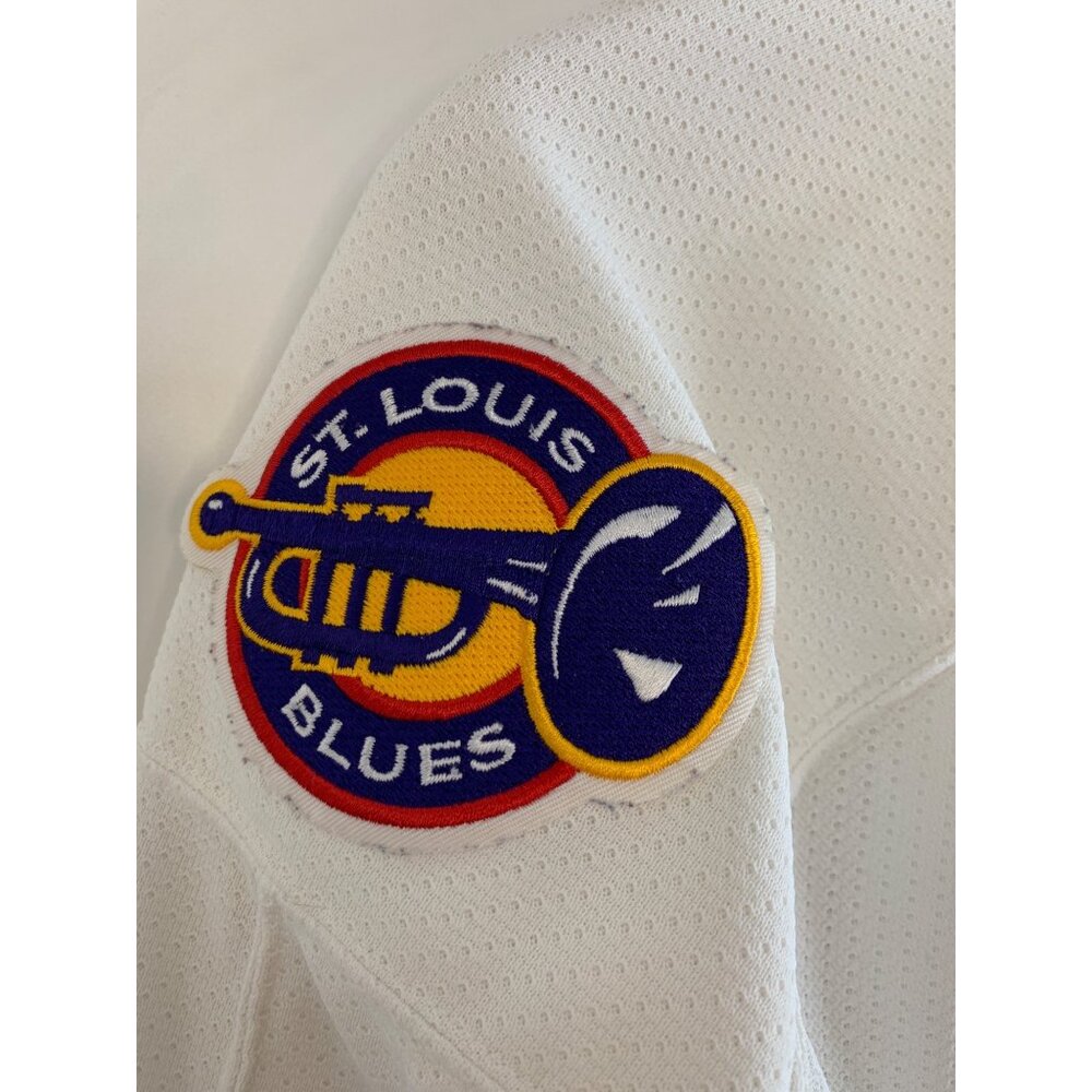 Vintage 90s CCM St. Louis Blues NHL Jersey XXL Air-Knit White Trumpet Canada - Picture 7 of 15